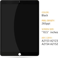 SRJTEK iPad Air 3 2019 10.5" A2153 A2123 A2152 érintőpanel csere szett fekete 2