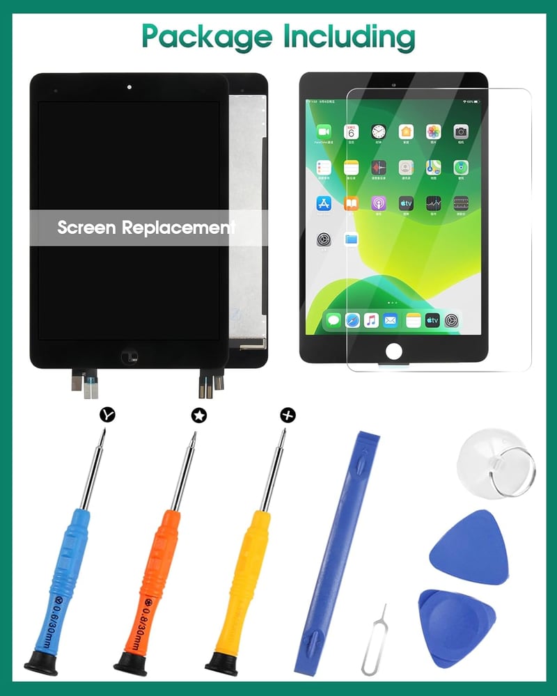 SRJTEK iPad Mini 5 7.9" kijelző csere A2126 A2124 A2133 LCD érintőképernyő fekete