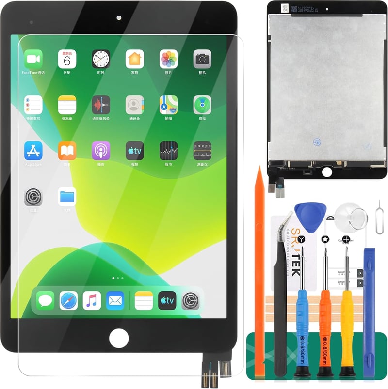 SRJTEK iPad Mini 5 7.9" kijelző csere A2126 A2124 A2133 LCD érintőképernyő fekete