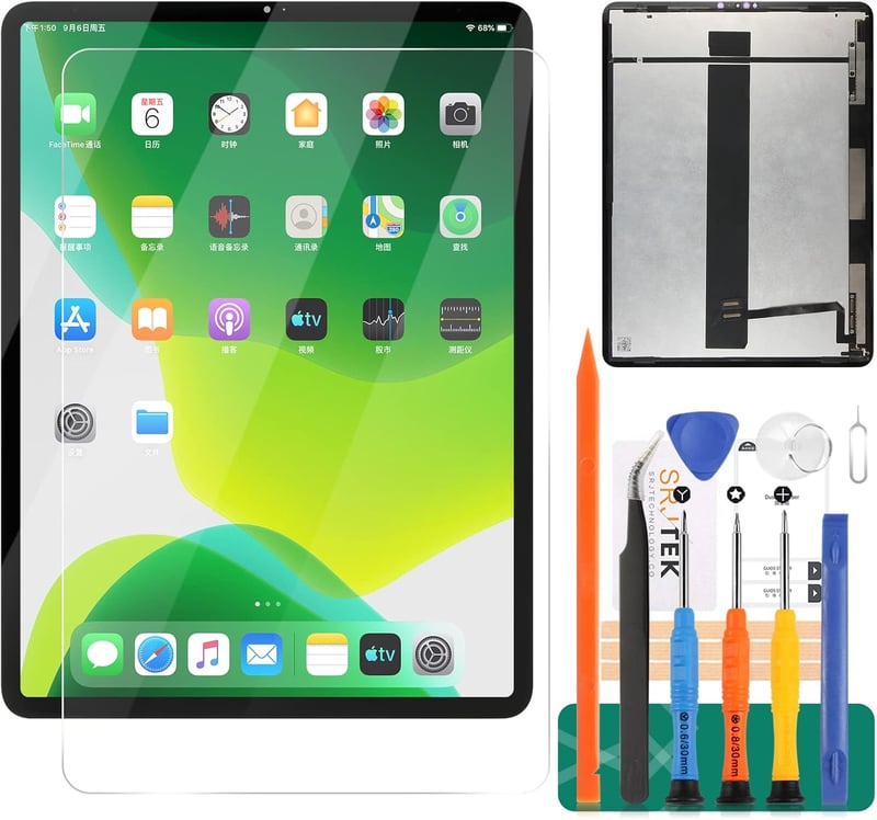 SRJTEK iPad Pro 12.9 2020 4. generáció kijelző csere A2069 A2232 LCD érintőpanel fekete