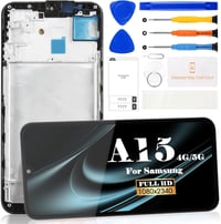 Náhradný LCD displej SRJTEK pre Samsung Galaxy A15 5G/4G A155 A156 s dotykovou plochou, rámom a montážnou súpravou, kompatibilný s A155F A156U 1