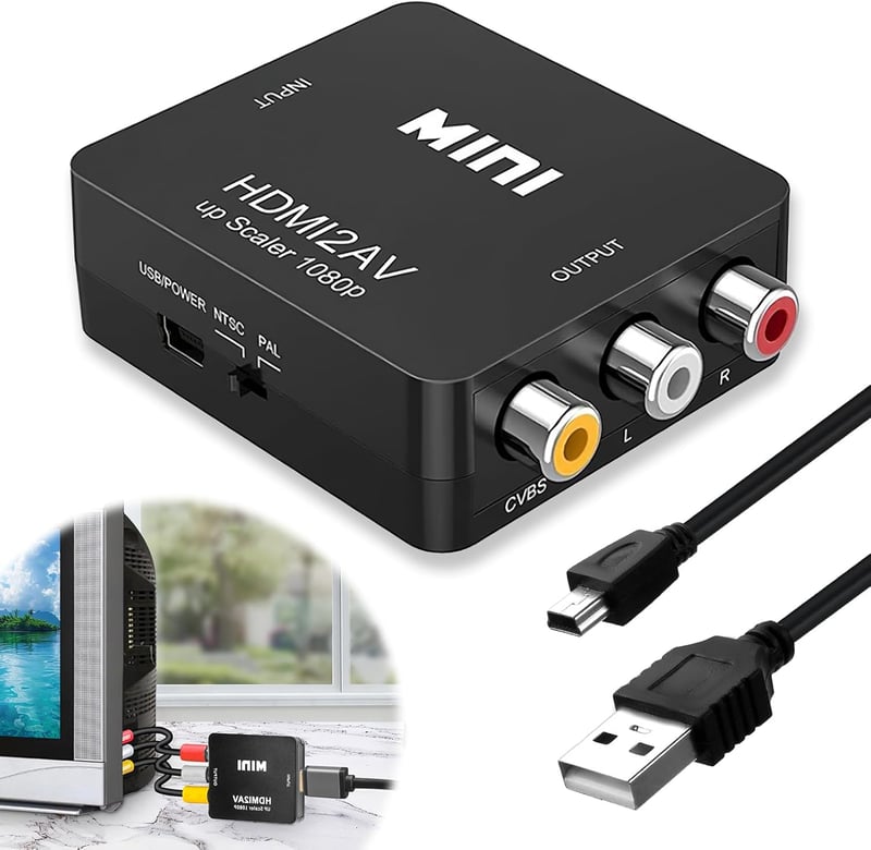 SRLWMYI RCA HDMI Adapter 1080P AV Kompozit Video Audio Konverter USB Kábellel PS2 PS3 PS4 Xbox Wii Nintendo VHS VCR DVD TV PAL NTSC