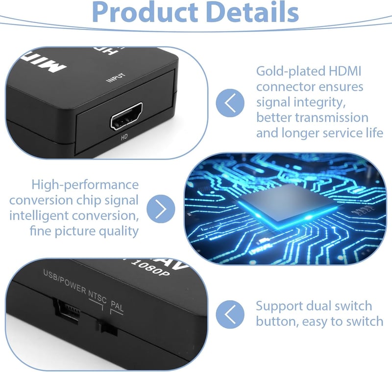 SRLWMYI RCA HDMI Adapter 1080P AV Kompozit Video Audio Konverter USB Kábellel PS2 PS3 PS4 Xbox Wii Nintendo VHS VCR DVD TV PAL NTSC