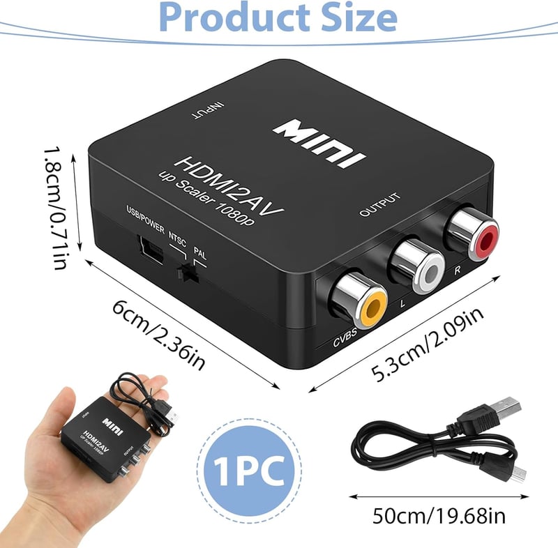 SRLWMYI RCA HDMI Adapter 1080P AV Kompozit Video Audio Konverter USB Kábellel PS2 PS3 PS4 Xbox Wii Nintendo VHS VCR DVD TV PAL NTSC