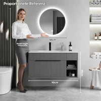 Srtvietae LED kúpeľňové zrkadlo s osvetlením, okrúhle, 50 cm, stmievateľné, 3 farby svetla, dotykový vypínač, nástenné zrkadlo, IP44 5