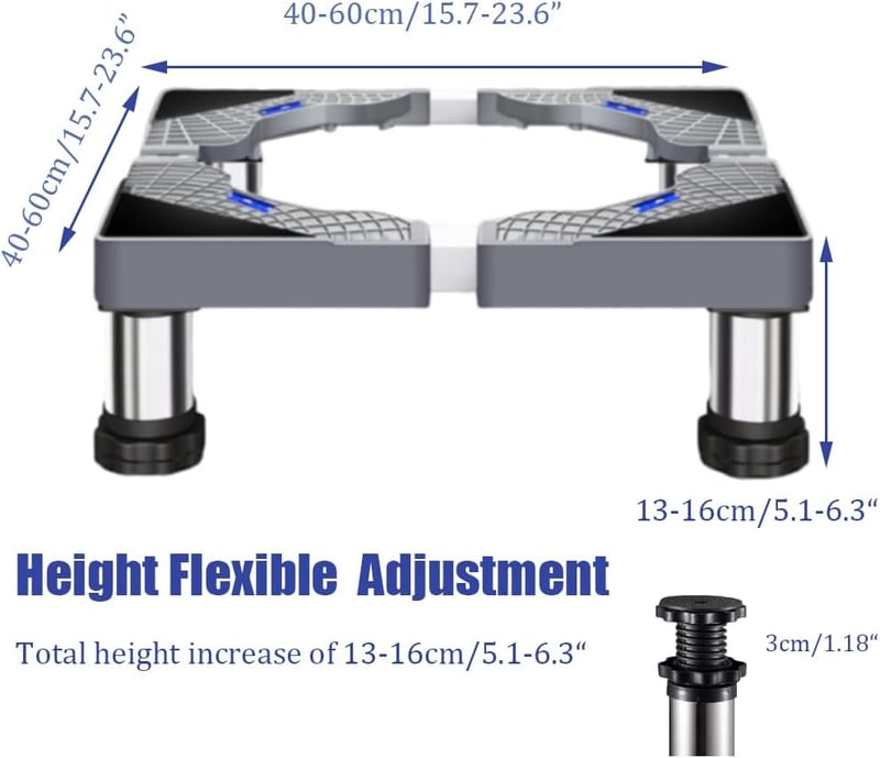 SSEHCWAN Mosógép Alap Állvány 150kg Terhelhetőség Állítható Magasság 13-16cm