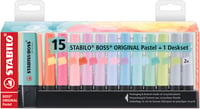 Set de Markere Fluorescente STABILO BOSS ORIGINAL Pastel - 15 bucăți culori pastelate asortate - Set de birou 2
