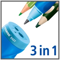 Ergonomické strúhadlo so zásobníkom STABILO EASYsharpener 3 v 1 – pre ľavákov – modré 7