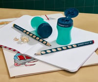 STABILO EASYsharpener ergonomické strúhadlo so zásobníkom 3 v 1 – pre pravákov – petrolejovo modrá 4