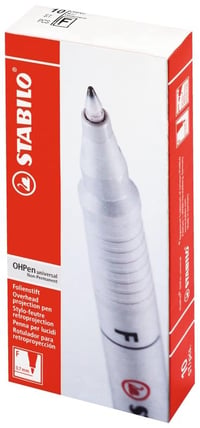 STABILO OHPen Universal Fóliový popisovač - Rozmývateľný vodou - Tenký hrot - Čierny - 10 ks v balení 5