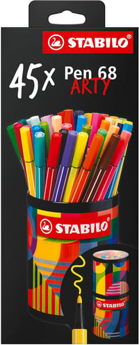 STABILO Pen 68 ARTY 45 darabos fém doboz filctoll készlet 4