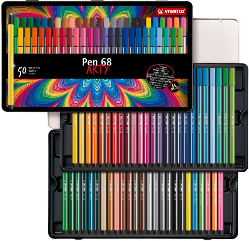 STABILO Pen 68 filctoll fémdobozos készlet - 50 db vegyes szín