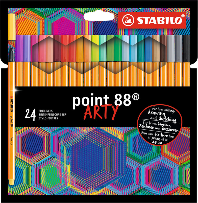 Sada tenkých fixiek STABILO point 88 ARTY - 24 ks, mix farieb