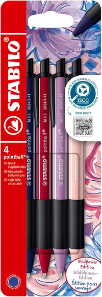 STABILO pointball NatureCOLORS Wildflower golyóstoll - 4 db (burgundi, porosz kék, szürkéslila, piros) 1