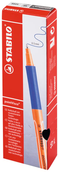 Roller pero STABILO pointVisco s rýchloschnúcim gélovým atramentom, šírka stopy 0,5 mm, modré, 10 ks 7