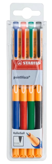 Gélové pero STABILO pointVisco – mix farieb, balenie 4 ks 1
