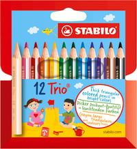 Set creioane colorate groase, scurte, triunghiulare STABILO Trio Dick – 12 bucăți, culori asortate – Dimensiune mini 1