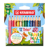 STABILO Trio hrubé krátke trojhranné farebné ceruzky s motívom Animal Vibes 1