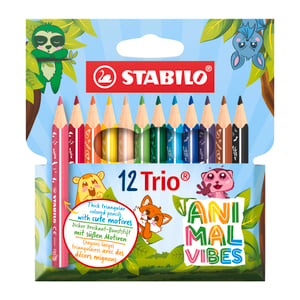STABILO Trio debele kratke trokutaste drvene bojice s Animal Vibes uzorkom