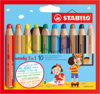 Creioane multitalent STABILO woody 3 in 1 - pachet de 10 bucăți - Culori asortate 1