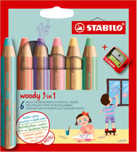 STABILO Woody 3 az 1-ben színes ceruza - pasztell, 6 db, élezővel 1