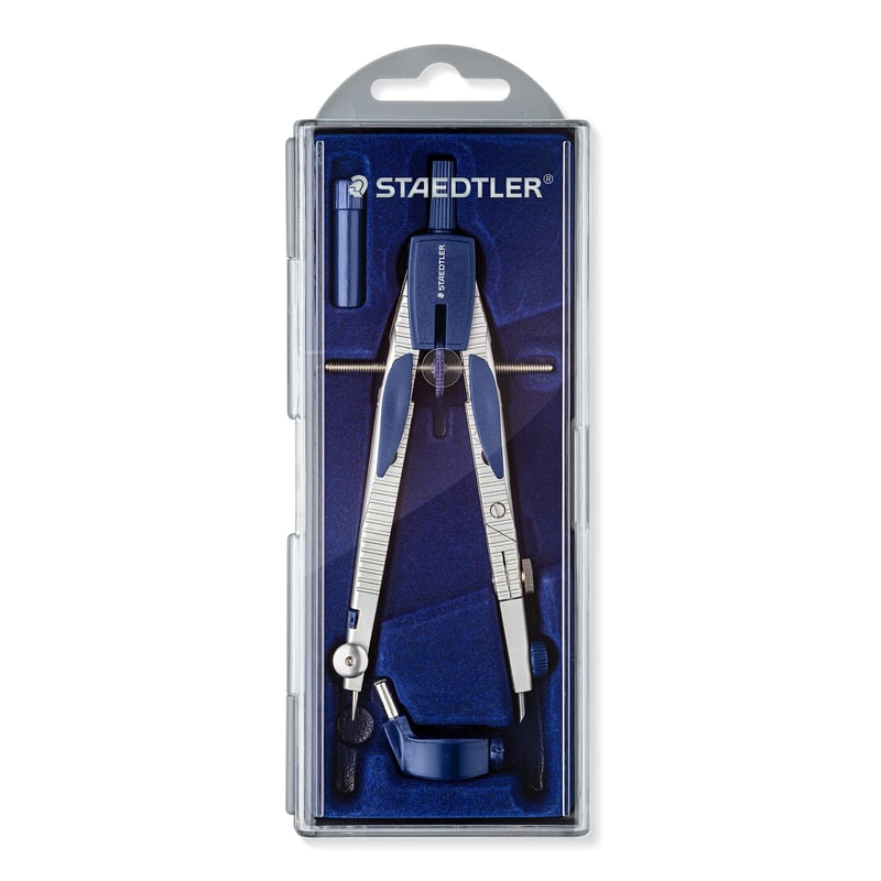 STAEDTLER 553 01 profesionálny kružidlo s tlačidlovým mechanizmom, univerzálnym adaptérom a náhradnými tuhami, na technické kreslenie