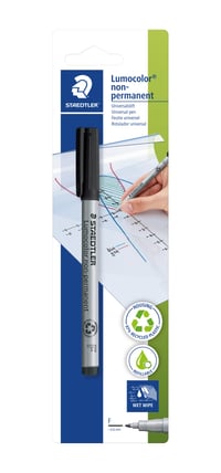 STAEDTLER Lumocolor 316 nepermanentný čierny popisovač – hrot 0,6 mm, stierateľný, vhodný na sklo a fólie 1