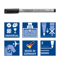 STAEDTLER Lumocolor 316 nepermanentný čierny popisovač – hrot 0,6 mm, stierateľný, vhodný na sklo a fólie 5