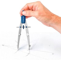 Compas școlar Staedtler Noris Club 550 01 cu reglare rapidă, adaptor universal și set de mine de rezervă, argintiu/albastru, cu etui stabil 2