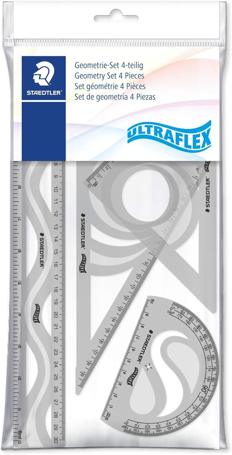 STAEDTLER Ultra Flexible 4 részes geometria szett vonalzóval és szögmérővel