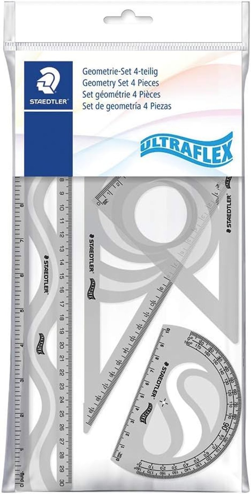 STAEDTLER Ultra Flexible 4 részes geometria szett vonalzóval és szögmérővel