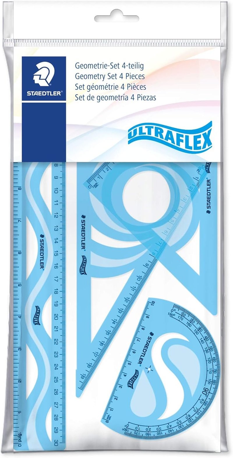STAEDTLER Ultra Flexible 4 részes geometria szett vonalzóval és szögmérővel