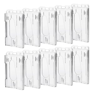 Stalora, set 10 bucăți, suport vertical din plastic rigid transparent pentru carduri, protecție durabilă pentru cărți de vizită, 5,8 x 8,9 cm, pentru birou și școală