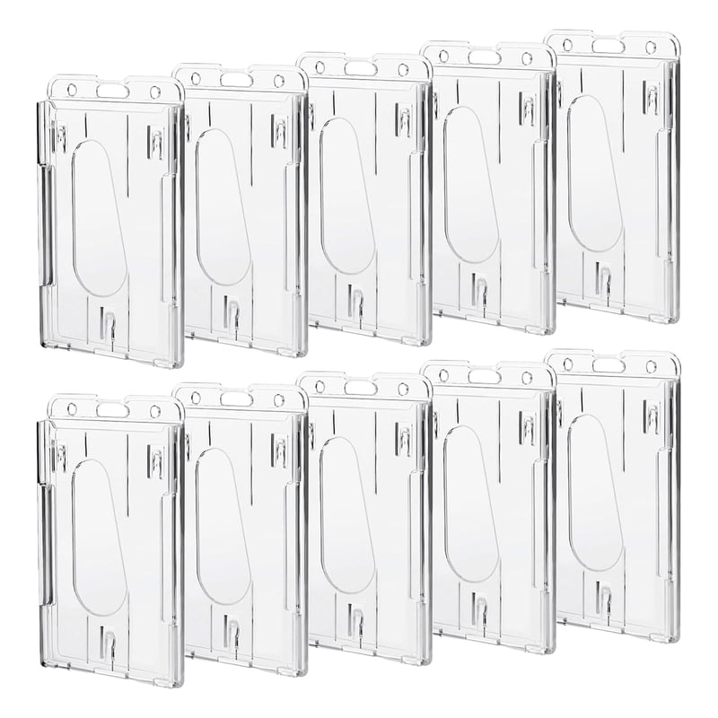 Stalora, set 10 bucăți, suport vertical din plastic rigid transparent pentru carduri, protecție durabilă pentru cărți de vizită, 5,8 x 8,9 cm, pentru birou și școală