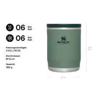 Termos na jedlo Stanley 1913 Adventure To-Go 0,53 l – Hammertone Green, nehrdzavejúca oceľ, nepriepustný, bez obsahu BPA, široké hrdlo, udrží teplé a studené 2
