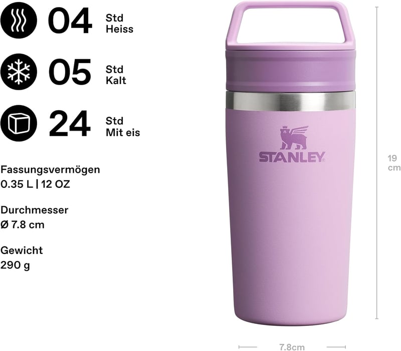 STANLEY 1913 Cafe Termikus Kávésbögre 0,35L Lila - 4 Óra Meleg, 5 Óra Hideg - 0.35 L, Fliederfarben