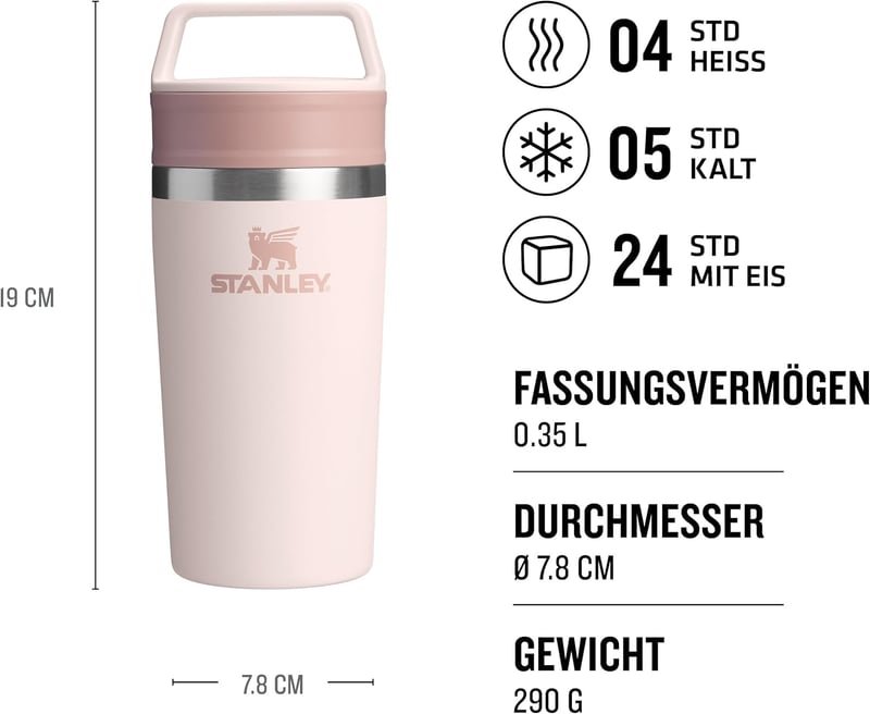 STANLEY 1913 Cafe Termikus Kávésbögre 0,35L Rozsakvarc - 4 Óra Meleg, 5 Óra Hideg - 0.35 L, Pink Quarts