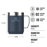 Termoska Stanley 1913 Classic Legendary Camp Mug 0,23 l – tmavomodrá – vákuovo izolovaná, nehrdzavejúca oceľ, bez obsahu BPA, vhodná do umývačky riadu 2
