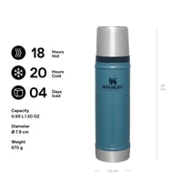 Termos din oțel inoxidabil Stanley 1913 Classic Legendary 0,59 L - Hammertone Lake, menține temperatura 18 ore, fără BPA, lavabil în mașina de spălat vase 2