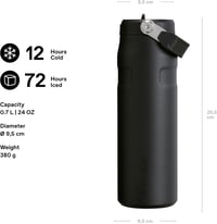 Športová fľaša Stanley 1913 Flip Straw so slamkou - čierna - 0,7 l 2