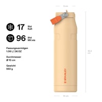 Sticlă Termos STANLEY 1913 Flip Straw cu Pai, 1,06 L, Orange Sherbert – Bidon Izolat 2