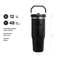 Pahar termoizolant cu pai Stanley 1913 Flip Straw 0,89 L negru – etanș, fără BPA, compatibil cu mașina de spălat vase 2