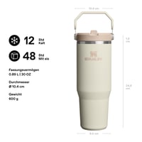Termoska STANLEY 1913 Flip Straw Tumbler 890 ml – nerezový pohár so slamkou a viečkom, krémová farba 2
