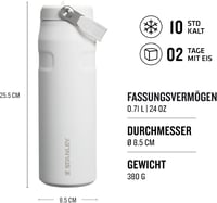 Stanley 1913 Flip Szívószálas Termikus Ivópalack 0,7L - 10 Órás Hűtés, BPA-Mentes, Szorítóhoz - 710 ml, Frost 2