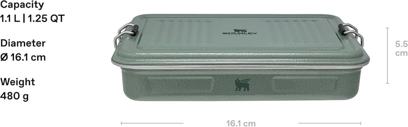 STANLEY 1913 Rozsdamentes Ételhordó 1.2L Zöld Szendvicses Doboz BPA-Mentes - 1,1 L, Hammertone Green
