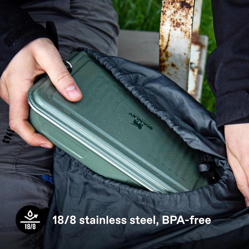 STANLEY 1913 Rozsdamentes Ételhordó 1.2L Zöld Szendvicses Doboz BPA-Mentes - 1,1 L, Hammertone Green