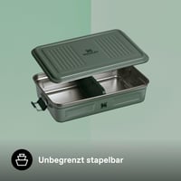 Casetă pentru alimente Stanley 1913 Useful Classic 2L din oțel inoxidabil - Recipient pentru sandwich-uri lavabil în mașina de spălat vase, stivuibil, fără BPA, Hammertone Green 6