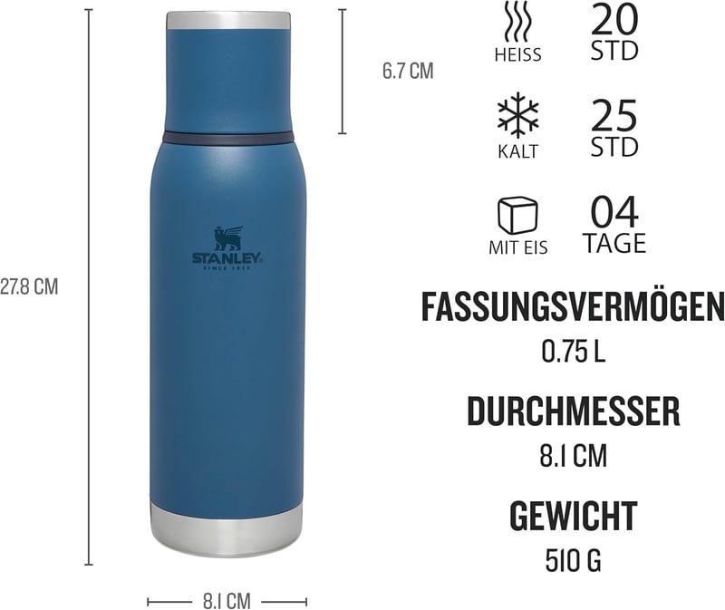 Stanley Adventure To-Go Termosz 0,75L - 20 óra meleg, 25 óra hideg, vákuumszigeteléssel - 750 ml, Abyss