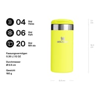 Cană Termo Stanley Aerolight Transit 0,35 L - Menține Băuturile Calde Până la 4 Ore - Lavabilă în Mașina de Spălat Vase - Cană de Cafea Etanșă - Compatibilă cu Suportul de Pahare Auto - Galben 2