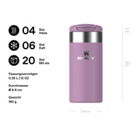 Cană Termos Stanley Aerolight Transit 0,35 L - Mov - Menține băutura caldă până la 4 ore - Lavabilă în mașina de spălat vase - Cană de cafea etanșă - Compatibilă cu suportul de pahar auto 2